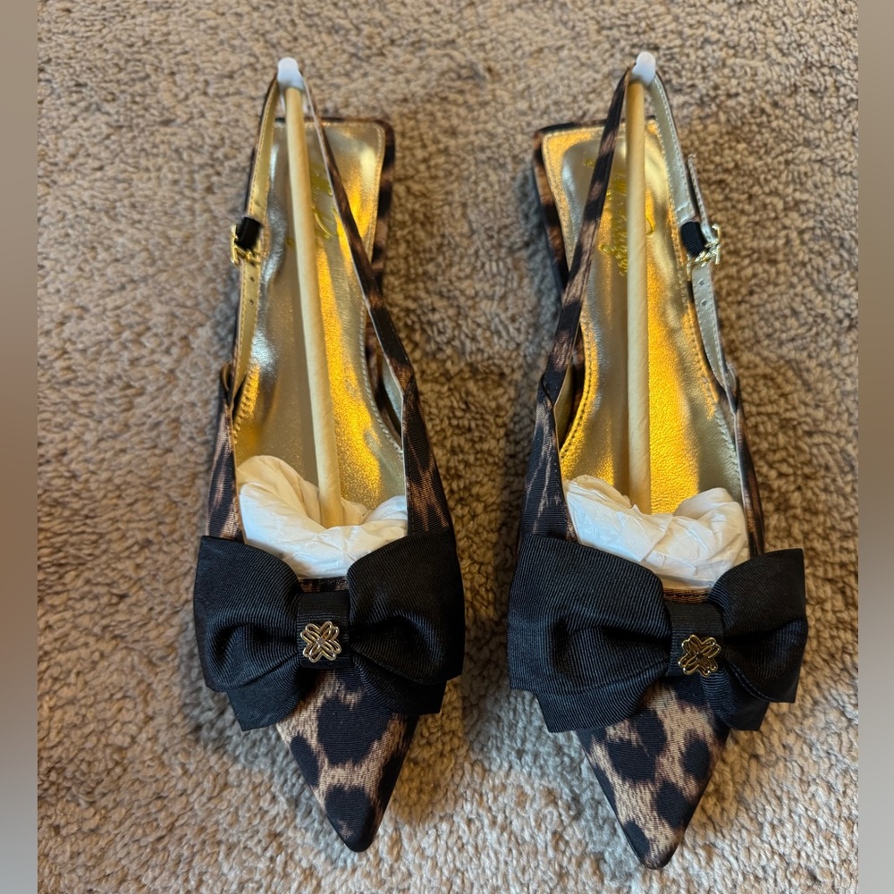 Lilly Pulitzer Brit Leopard Bow Slingback Shoe Multi Leopard Faille